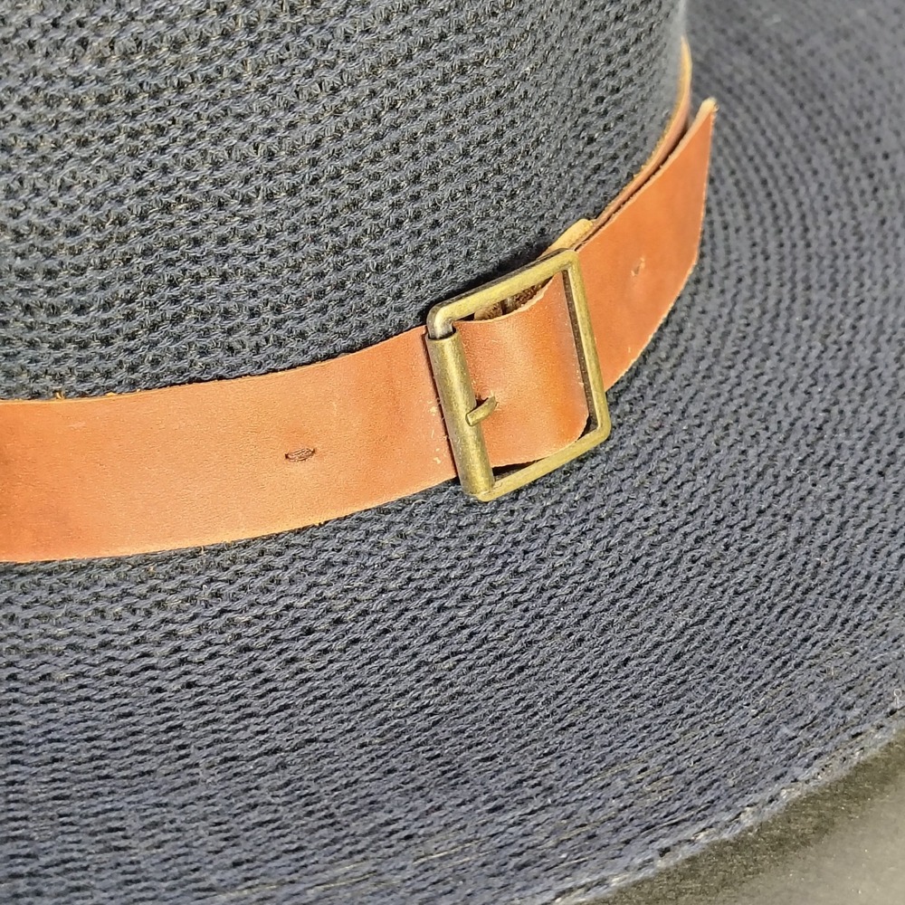 Goorin Bros Womens Fedora Hat Navy Blue Cotton Blend Leather Band Buckle Small - Picture 2 of 9